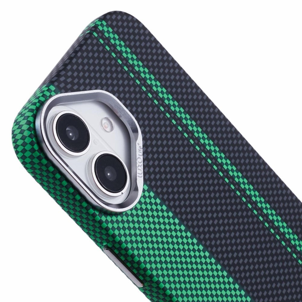 EIDERWOOD Mønstret Carbon Deksel - iPhone 16 - MagSafe Kompatibel - Green/Black