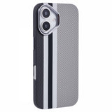 EIDERWOOD Mønstret Carbon Deksel - iPhone 16 - MagSafe Kompatibel - Grey Stripes