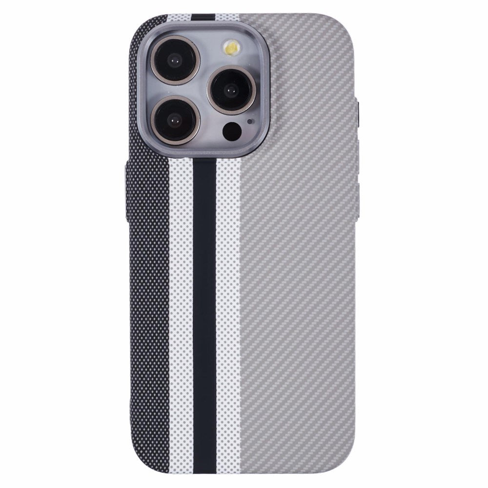 EIDERWOOD iPhone 15 Pro Mønstret Carbon Deksel - MagSafe Kompatibel - Grey Stripes