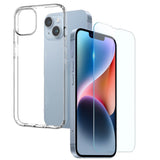 NORTHJO iPhone 14 Beskyttelsessett med Fleksibelt Mobildeksel i Plast med Herdet Glassbeskytter - Gjennomsiktig