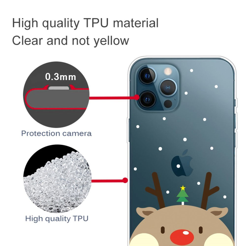 iPhone 14 Pro Fleksibel Plast Jul Deksel - Juletre med Reinsdyr