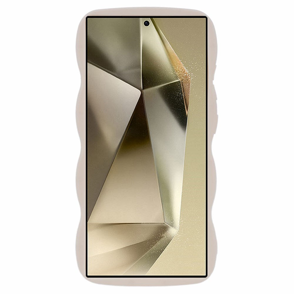 EIDERWOOD Samsung Galaxy S25 Ultra Fleksibelt Plastdeksel med Bølget Design - Beige