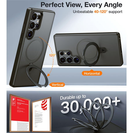 TORRAS Samsung Galaxy S25 Ultra Guardian Ostand Hybrid Deksel m. Kickstand - MagSafe Kompatibel - Svart