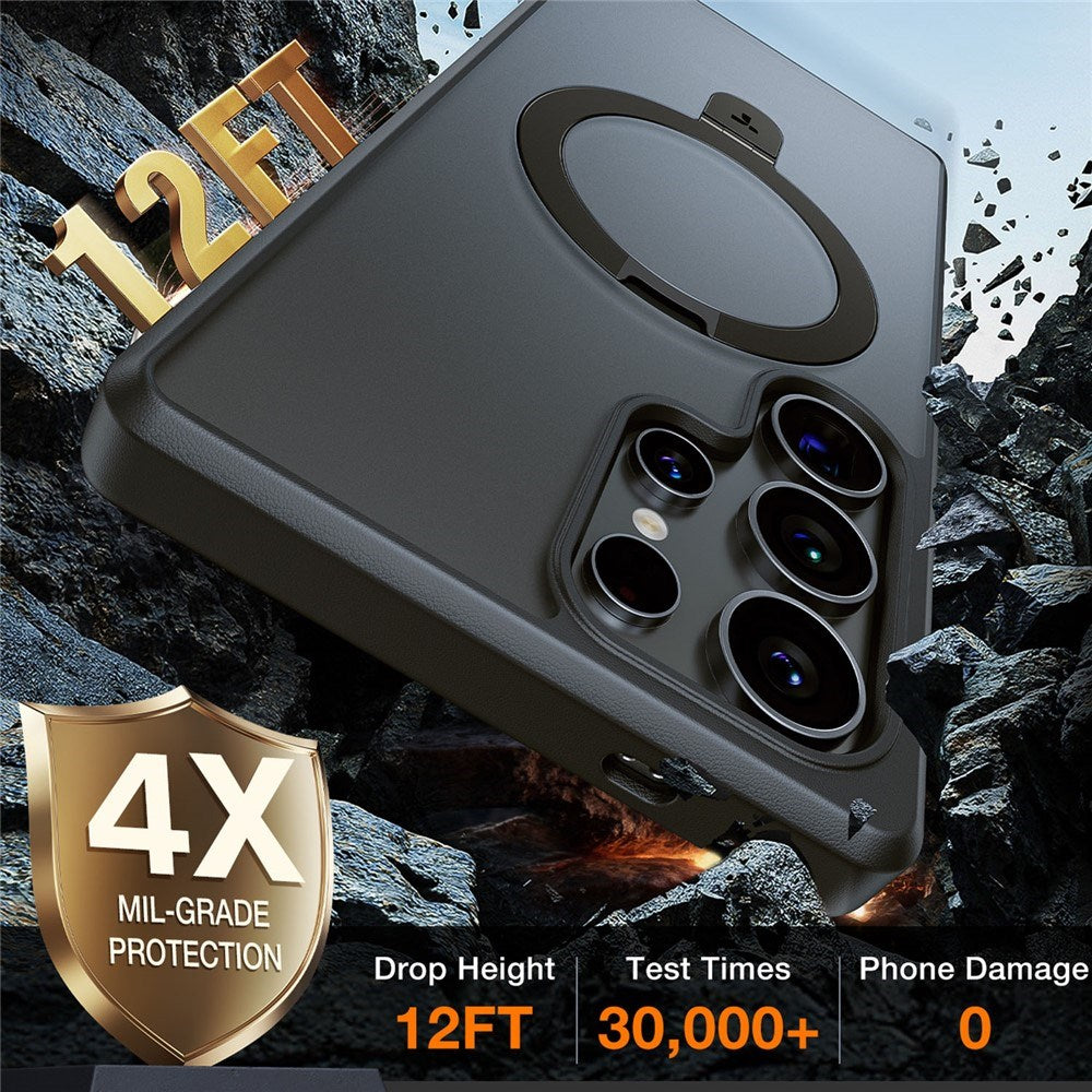 TORRAS Samsung Galaxy S25 Ultra Guardian Ostand Hybrid Deksel m. Kickstand - MagSafe Kompatibel - Svart