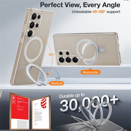 TORRAS Samsung Galaxy S25 Ultra Guardian Ostand Hybrid Deksel m. Kickstand - MagSafe Kompatibel - Gjennomsiktig