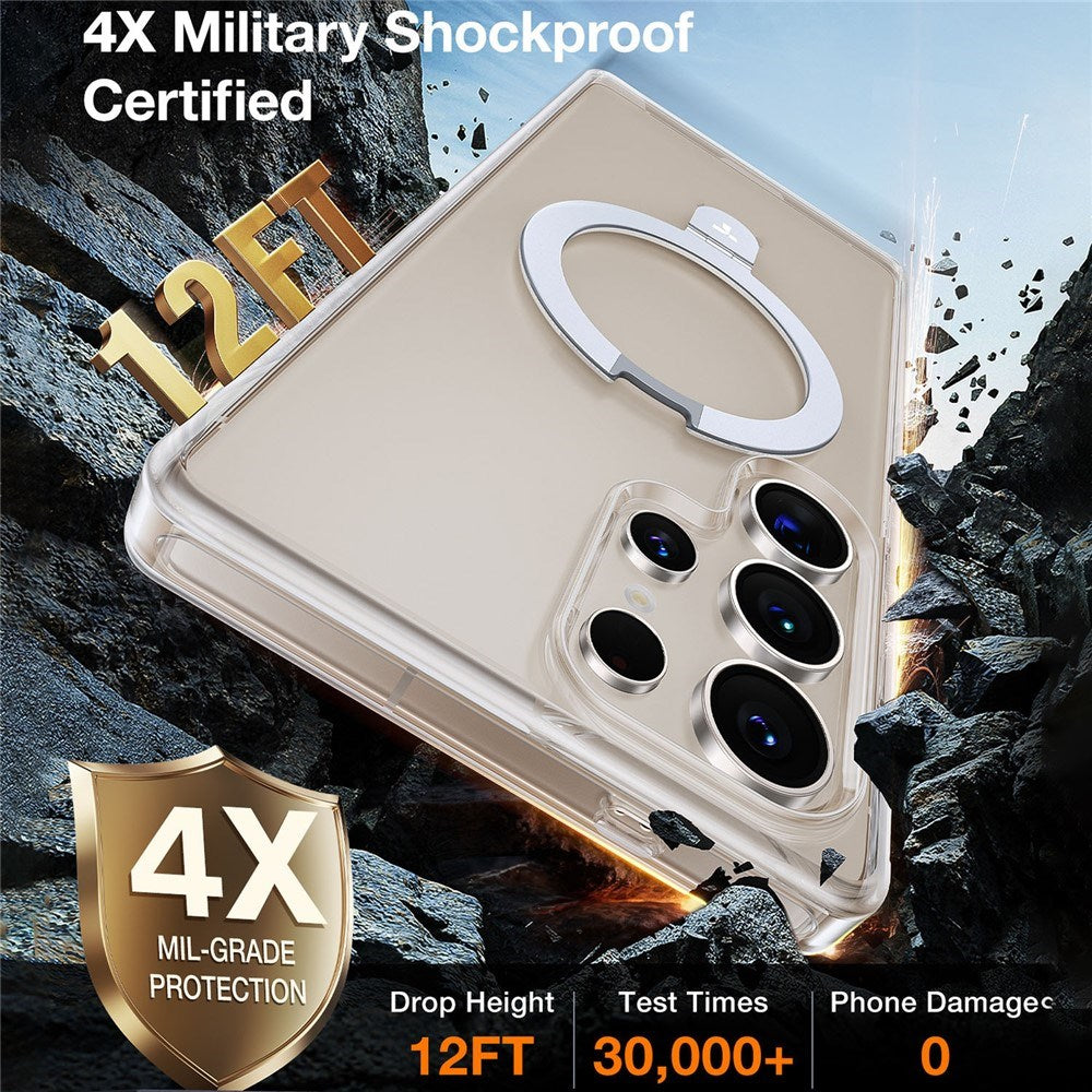 TORRAS Samsung Galaxy S25 Ultra Guardian Ostand Hybrid Deksel m. Kickstand - MagSafe Kompatibel - Gjennomsiktig