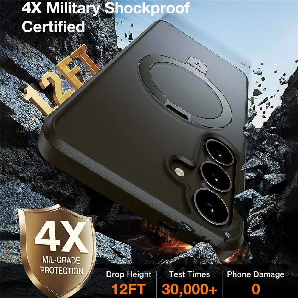 TORRAS Samsung Galaxy S25 Guardian Ostand Hybrid Deksel m. Kickstand - MagSafe Kompatibel - Svart