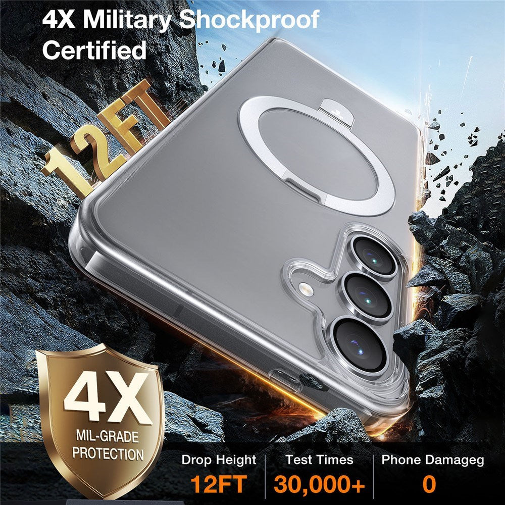 TORRAS Samsung Galaxy S25 Guardian Ostand Hybrid Deksel m. Kickstand - MagSafe Kompatibel - Gjennomsiktig