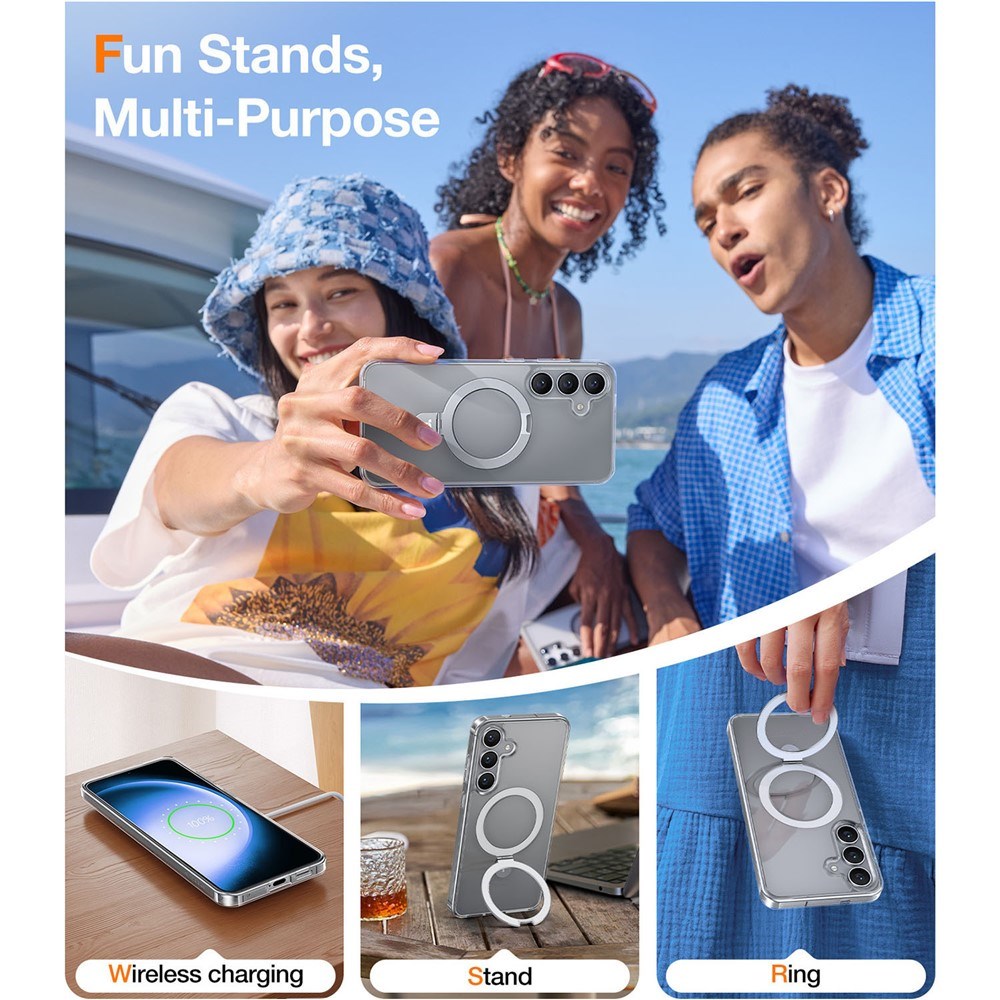 TORRAS Samsung Galaxy S25 Guardian Ostand Hybrid Deksel m. Kickstand - MagSafe Kompatibel - Gjennomsiktig