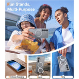 TORRAS Samsung Galaxy S25 Guardian Ostand Hybrid Deksel m. Kickstand - MagSafe Kompatibel - Gjennomsiktig