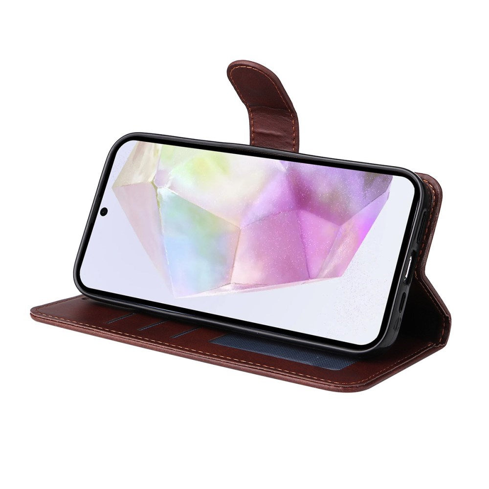 EIDERWOOD Samsung Galaxy A56 (5G) / A36 (5G) 2-i-1 Kunstskinn Flip Deksel med Skjermbeskyttelsesglass - Svart