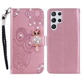 EIDERWOOD Samsung Galaxy S25 Ultra Kunstskinn Flip Deksel m. Uglemotiv - Rosa