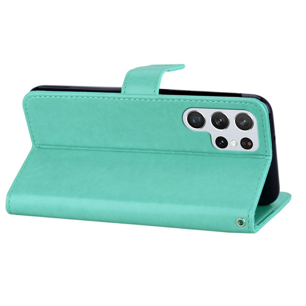 EIDERWOOD Samsung Galaxy S25 Ultra Kunstskinn Flip Deksel m. Uglemotiv - Turkis