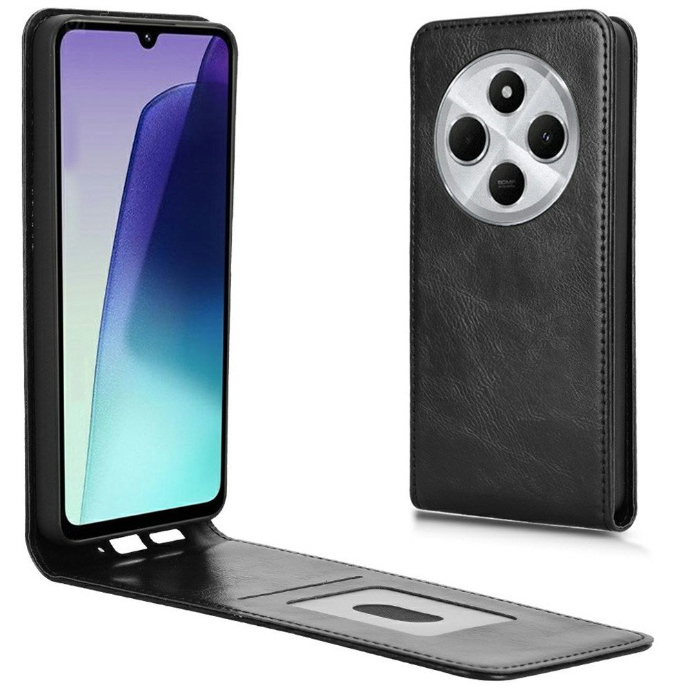 EIDERWOOD Xiaomi Redmi 14C Vertikalt Flip Deksel m. Lommebok - Svart