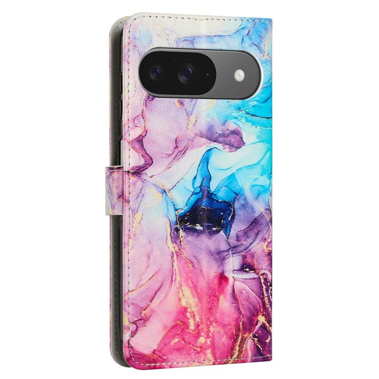 EIDERWOOD Google Pixel 10 / 10 Pro / 9 / 9 Pro Marmor Kunstskinn Flip Deksel m. Stropp - Rosa / Lilla