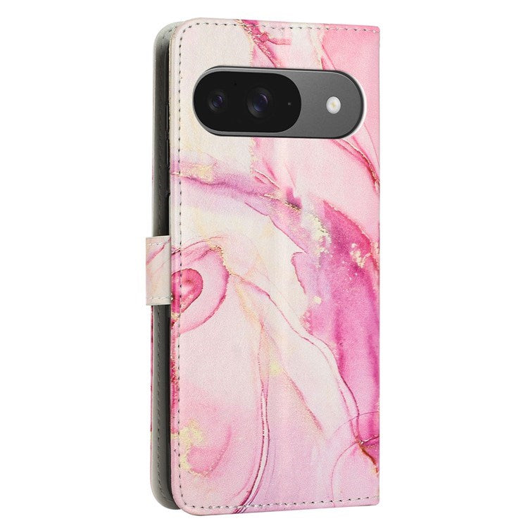 EIDERWOOD Google Pixel 10 / 10 Pro / 9 / 9 Pro Marmor Kunstskinn Flip Deksel m. Stropp - Rose Gold