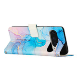 EIDERWOOD Google Pixel 10 Pro XL / 9 Pro XL Marmor Mønstret Kunstskinn Flip Deksel m. Stropp - Rosa / Blå