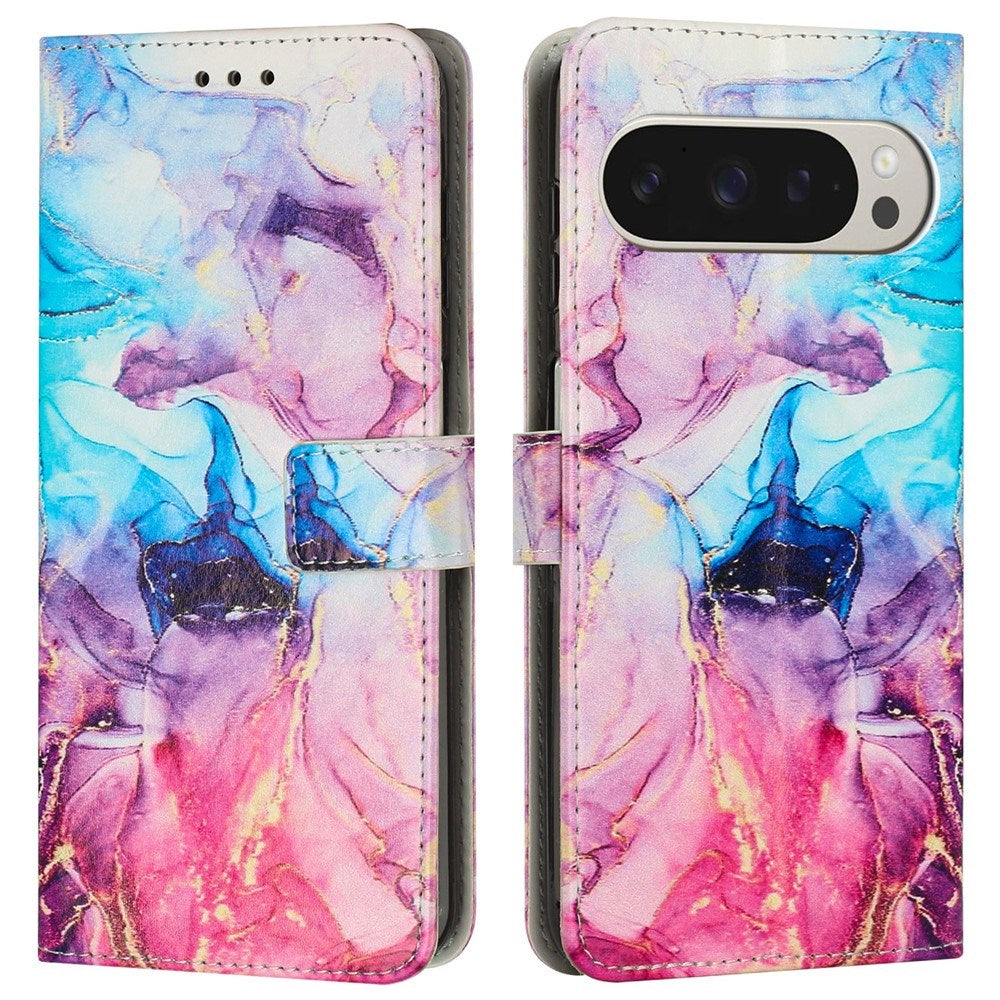 EIDERWOOD Google Pixel 10 Pro XL / 9 Pro XL Marmor Mønstret Kunstskinn Flip Deksel m. Stropp - Rosa / Lilla