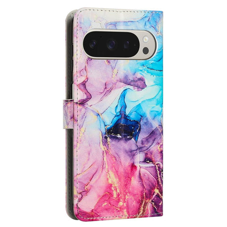 EIDERWOOD Google Pixel 10 Pro XL / 9 Pro XL Marmor Mønstret Kunstskinn Flip Deksel m. Stropp - Rosa / Lilla