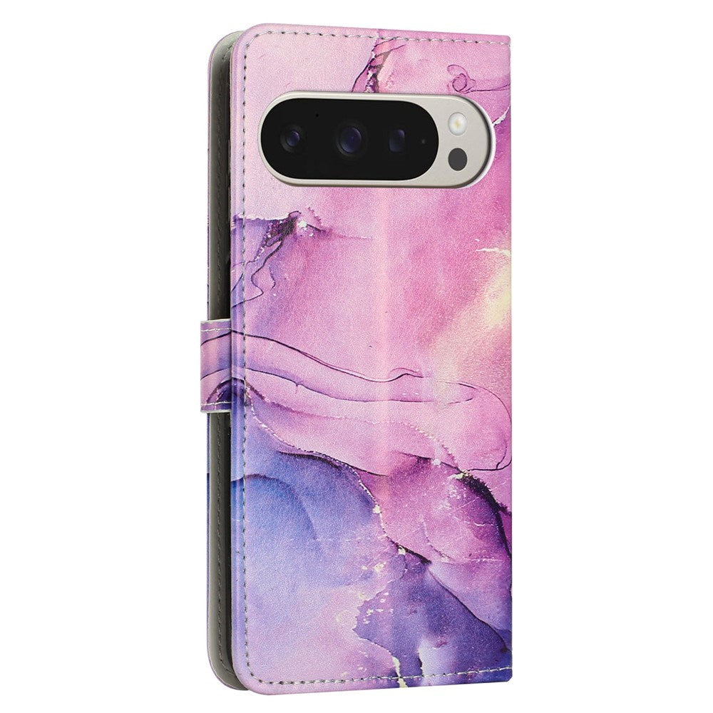EIDERWOOD Google Pixel 10 Pro XL / 9 Pro XL Marmor Mønstret Kunstskinn Flip Deksel m. Stropp - Lilla