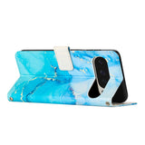 EIDERWOOD Google Pixel 10 Pro XL / 9 Pro XL Marmor Mønstret Kunstskinn Flip Deksel m. Stropp - Blå