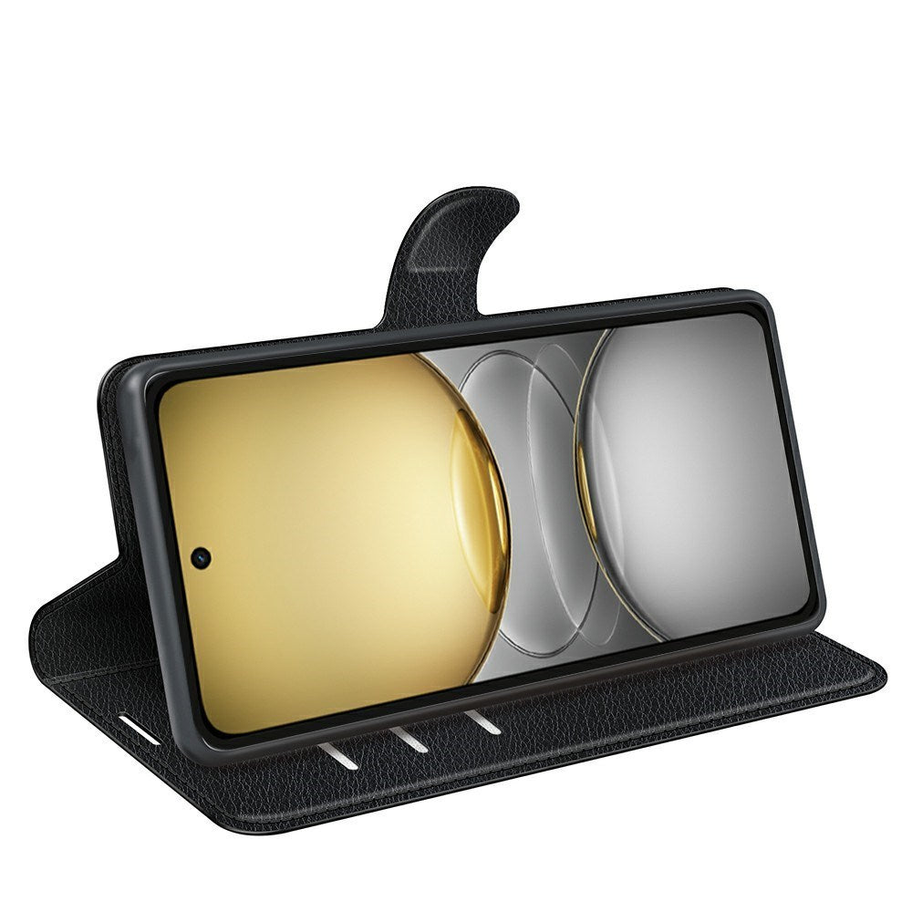 EIDERWOOD Realme C75 Kunstskinn Flip Deksel m. Kortholder & Ståfunksjon - Svart