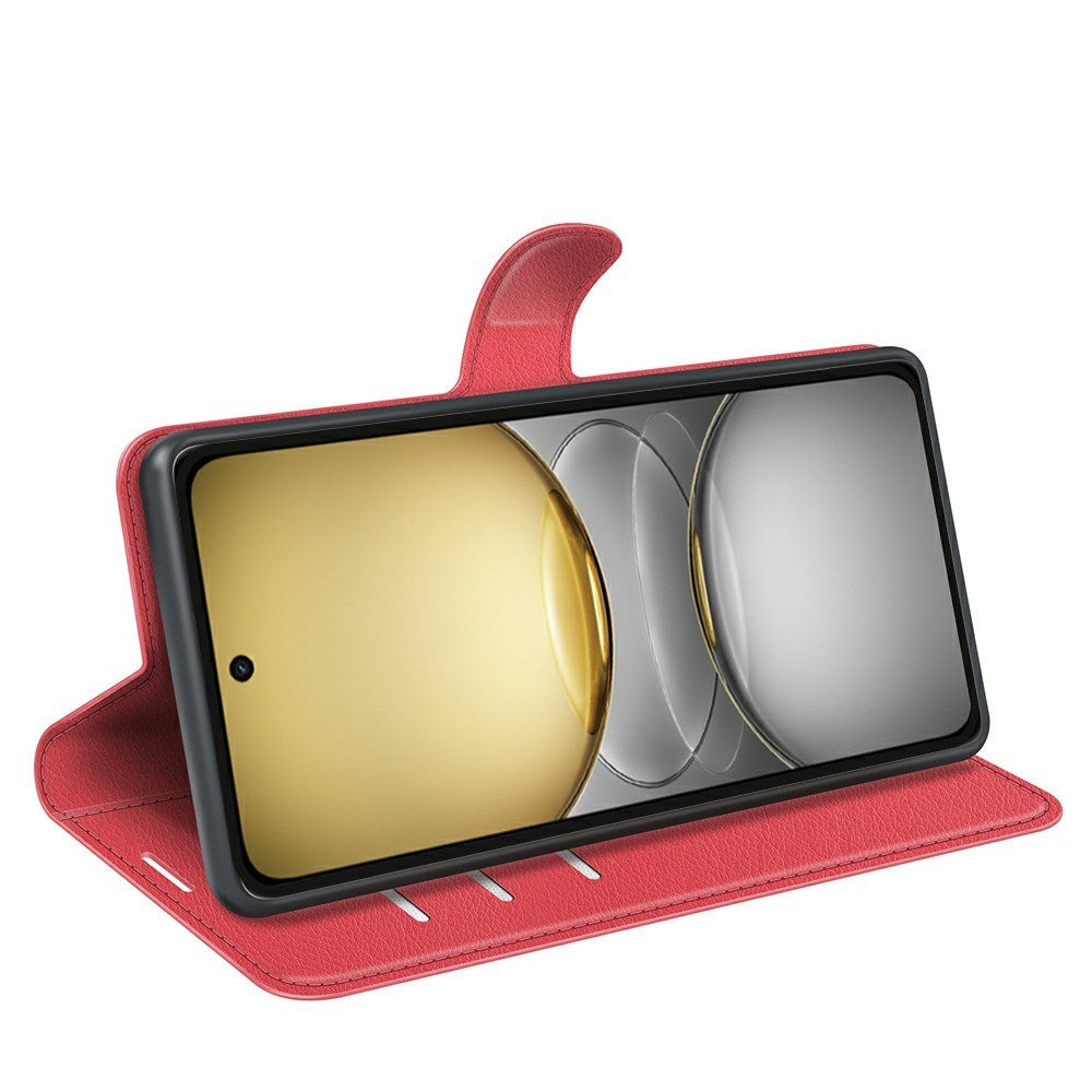 EIDERWOOD Realme C75 Kunstskinn Flip Deksel m. Kortholder & Ståfunksjon - Rød