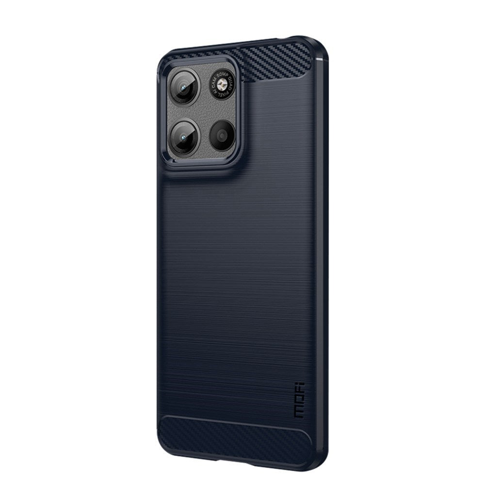 Motorola Moto G15 MOFI Brushed Carbon Fiber Fleksibelt Plast Deksel - Blå