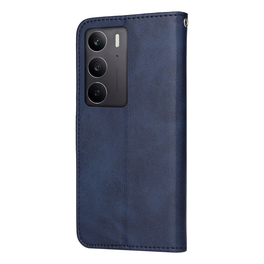 EIDERWOOD Realme 14X (5G) / C75 Kunstskinn Flip Deksel m. Stropp - Blå