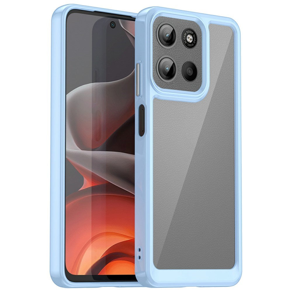 EIDERWOOD Motorola Moto G15 / G05 / E15 Hybrid Plast Deksel - Gjennomsiktig / Blå Kant