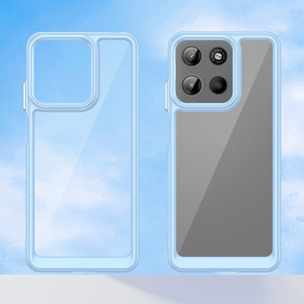 EIDERWOOD Motorola Moto G15 / G05 / E15 Hybrid Plast Deksel - Gjennomsiktig / Blå Kant