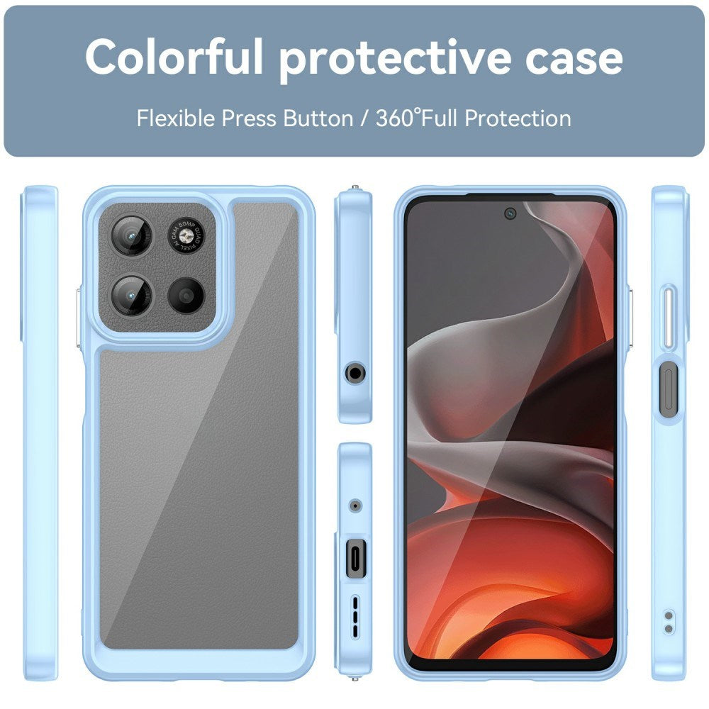 EIDERWOOD Motorola Moto G15 / G05 / E15 Hybrid Plast Deksel - Gjennomsiktig / Blå Kant