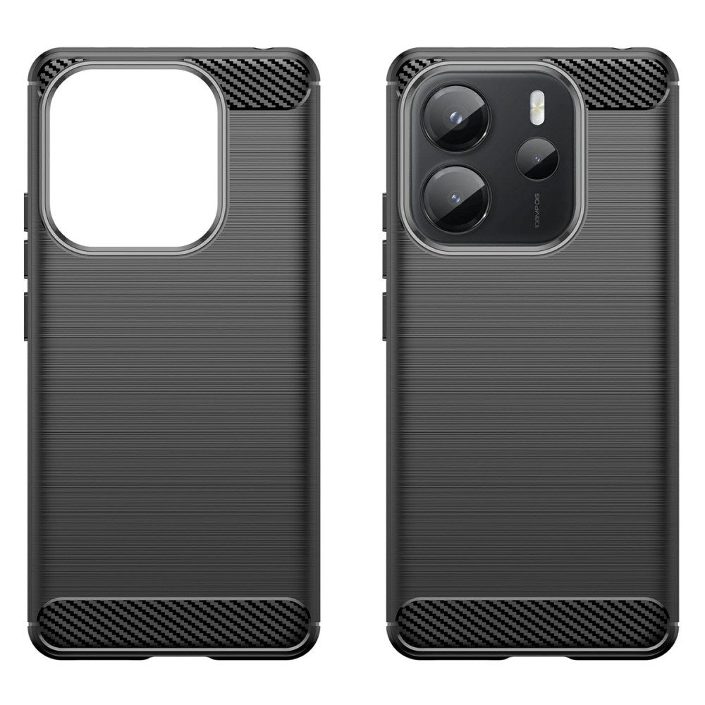 EIDERWOOD Xiaomi Redmi Note 14 (4G) Brushed Carbon Fiber Fleksibelt Plast Deksel - Svart