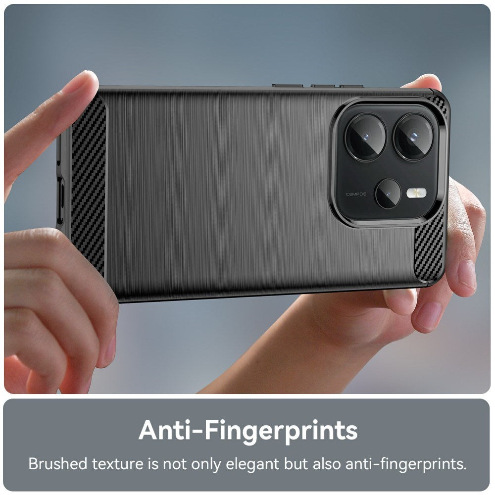 EIDERWOOD Xiaomi Redmi Note 14 (4G) Brushed Carbon Fiber Fleksibelt Plast Deksel - Svart