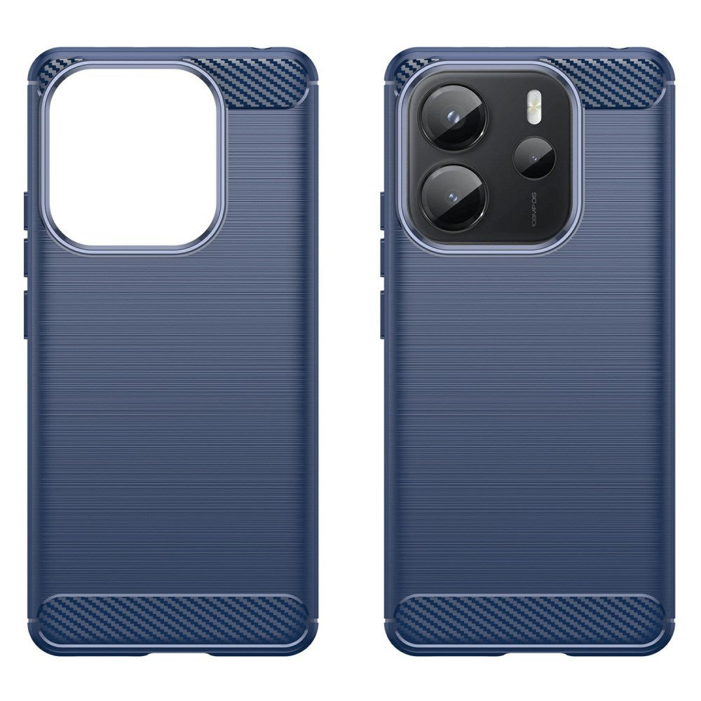 EIDERWOOD Xiaomi Redmi Note 14 (4G) Brushed Carbon Fiber Fleksibelt Plast Deksel - Blå