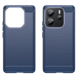 EIDERWOOD Xiaomi Redmi Note 14 (4G) Brushed Carbon Fiber Fleksibelt Plast Deksel - Blå