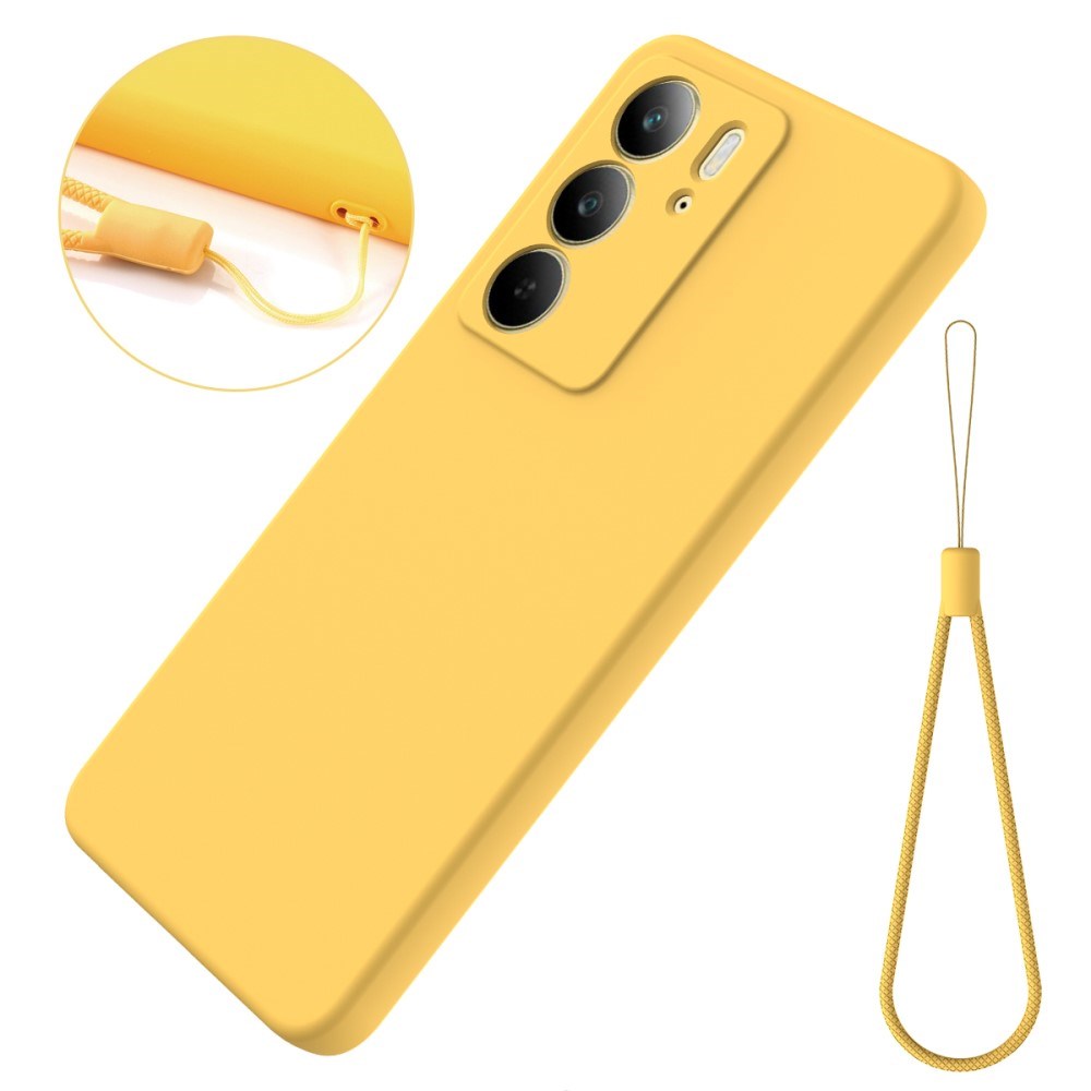 EIDERWOOD Realme C75 Liquid Silikon Deksel m. Stropp - Gul