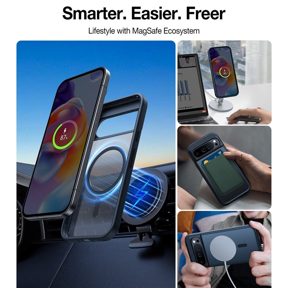 Google Pixel 9 Pro XL TORRAS Mat Deksel - MagSafe Kompatibel - Gjennomsiktig / Mørk Blå