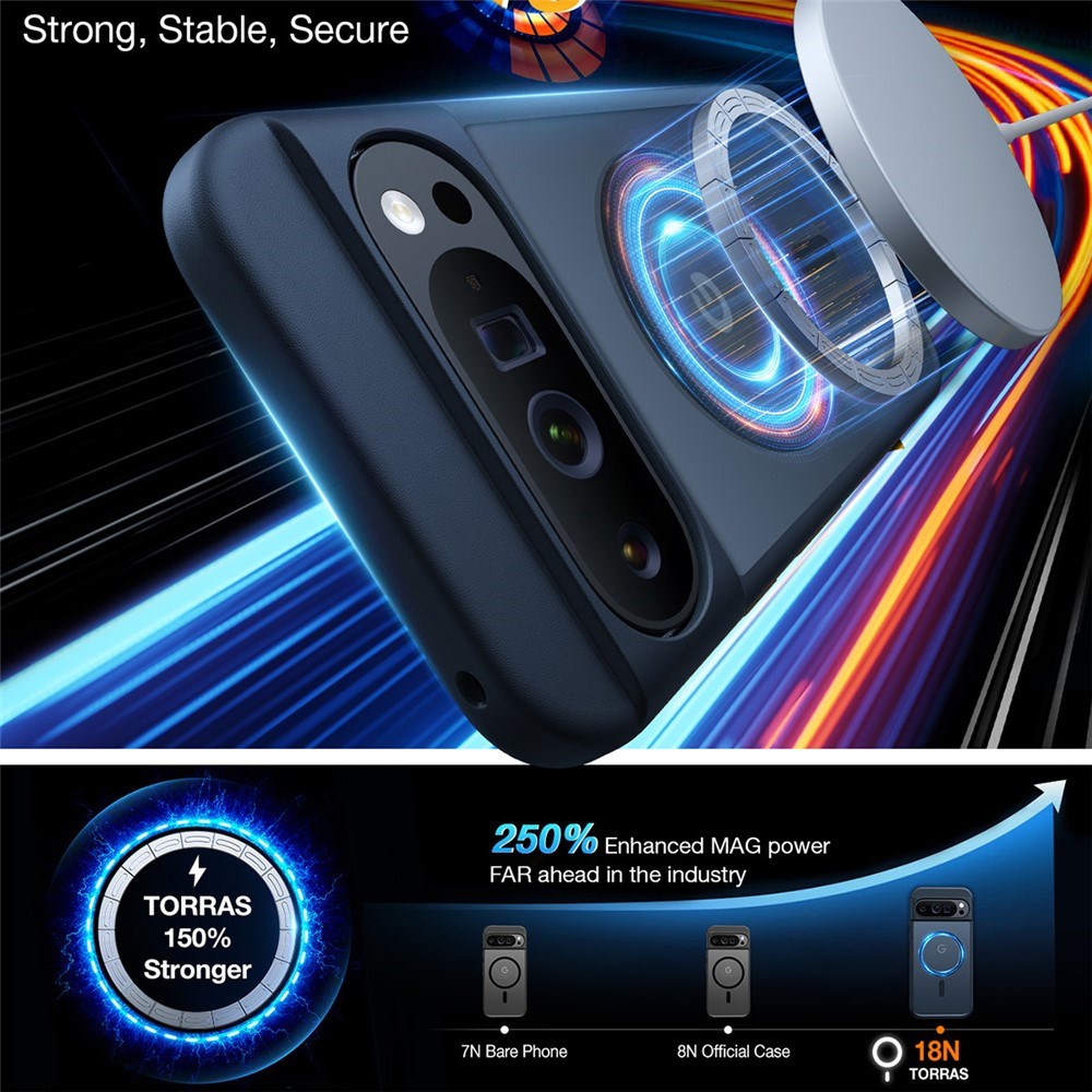 Google Pixel 9 Pro XL TORRAS Mat Deksel - MagSafe Kompatibel - Gjennomsiktig / Mørk Blå