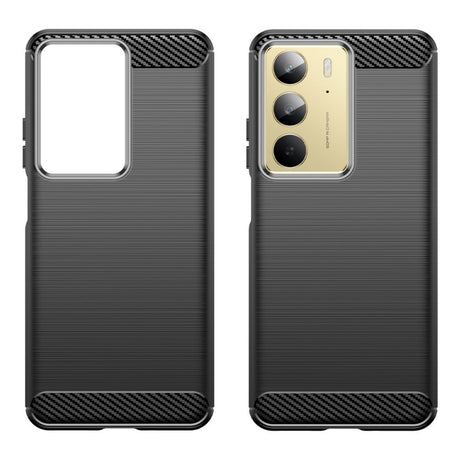 EIDERWOOD Realme C75 Brushed Carbon Fiber Fleksibelt Plast Deksel - Svart