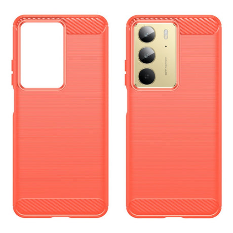 EIDERWOOD Realme C75 Brushed Carbon Fiber Fleksibelt Plast Deksel - Rød