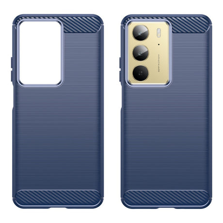 EIDERWOOD Realme C75 Brushed Carbon Fiber Fleksibelt Plast Deksel - Blå