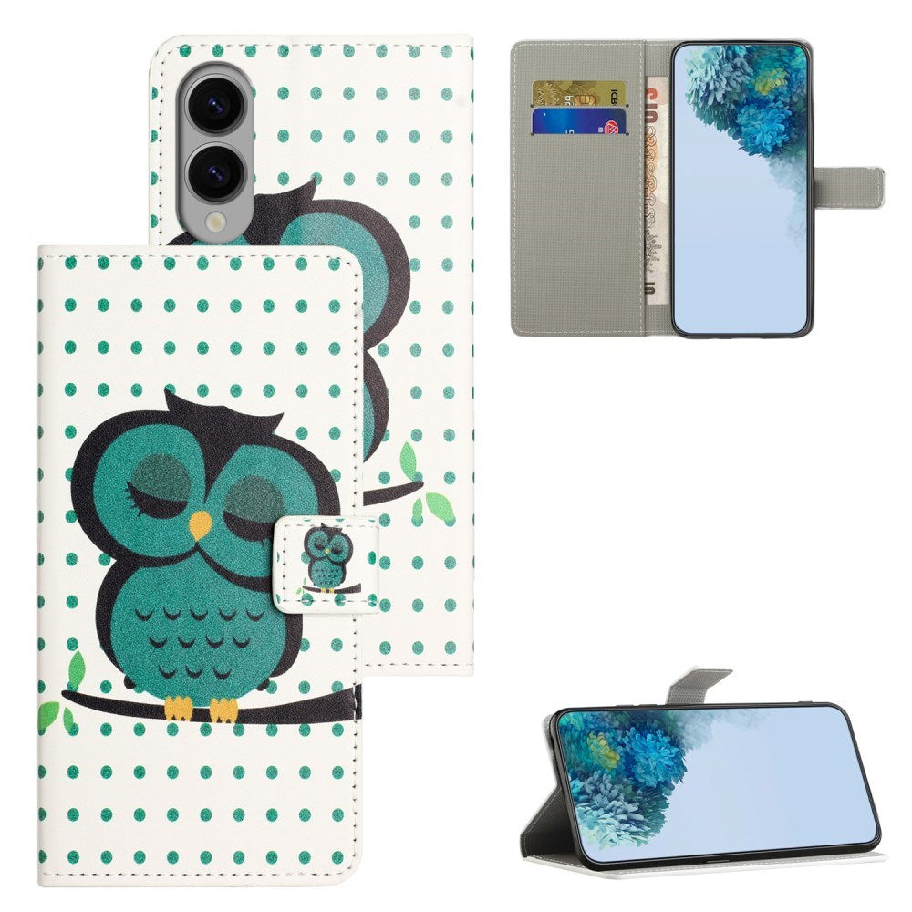 EIDERWOOD Samsung Galaxy S25 Edge Kunstskinn Deksel med Lommebok og Stativfunksjon - Sovende Ugle