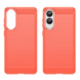 EIDERWOOD Samsung Galaxy S25 Edge Brushed Carbon Fiber Fleksibelt Plast Deksel - Rød