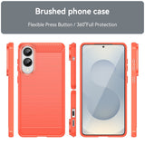 EIDERWOOD Samsung Galaxy S25 Edge Brushed Carbon Fiber Fleksibelt Plast Deksel - Rød