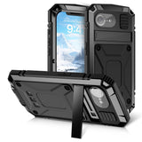 iPhone 17e / 16e R-JUST Hybrid Robust Deksel m. Innebygd Skjermbeskyttelse & Kickstand - Svart