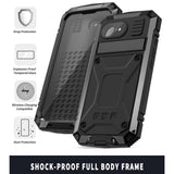iPhone 17e / 16e R-JUST Hybrid Robust Deksel m. Innebygd Skjermbeskyttelse & Kickstand - Svart