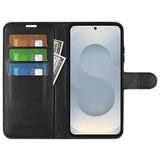 EIDERWOOD Samsung Galaxy S25 Edge Litchi Kunstskinn Flip Deksel med Lommebok - Svart