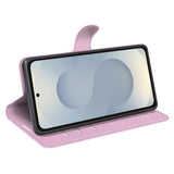 EIDERWOOD Samsung Galaxy S25 Edge Litchi Kunstskinn Flip Deksel med Lommebok - Rosa