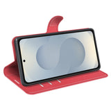 EIDERWOOD Samsung Galaxy S25 Edge Litchi Kunstskinn Flip Deksel med Lommebok - Rød